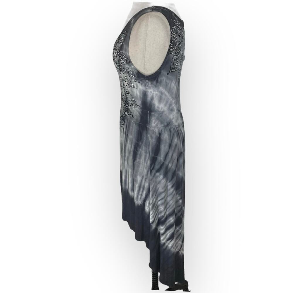 Vocal rhinestone hi low dress, ladies small gray tie dye graphic tank dress - Picture 3 of 11